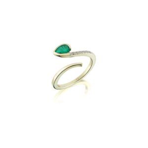 Series The Universe Pear-Shaped Emerald Diamond Ring